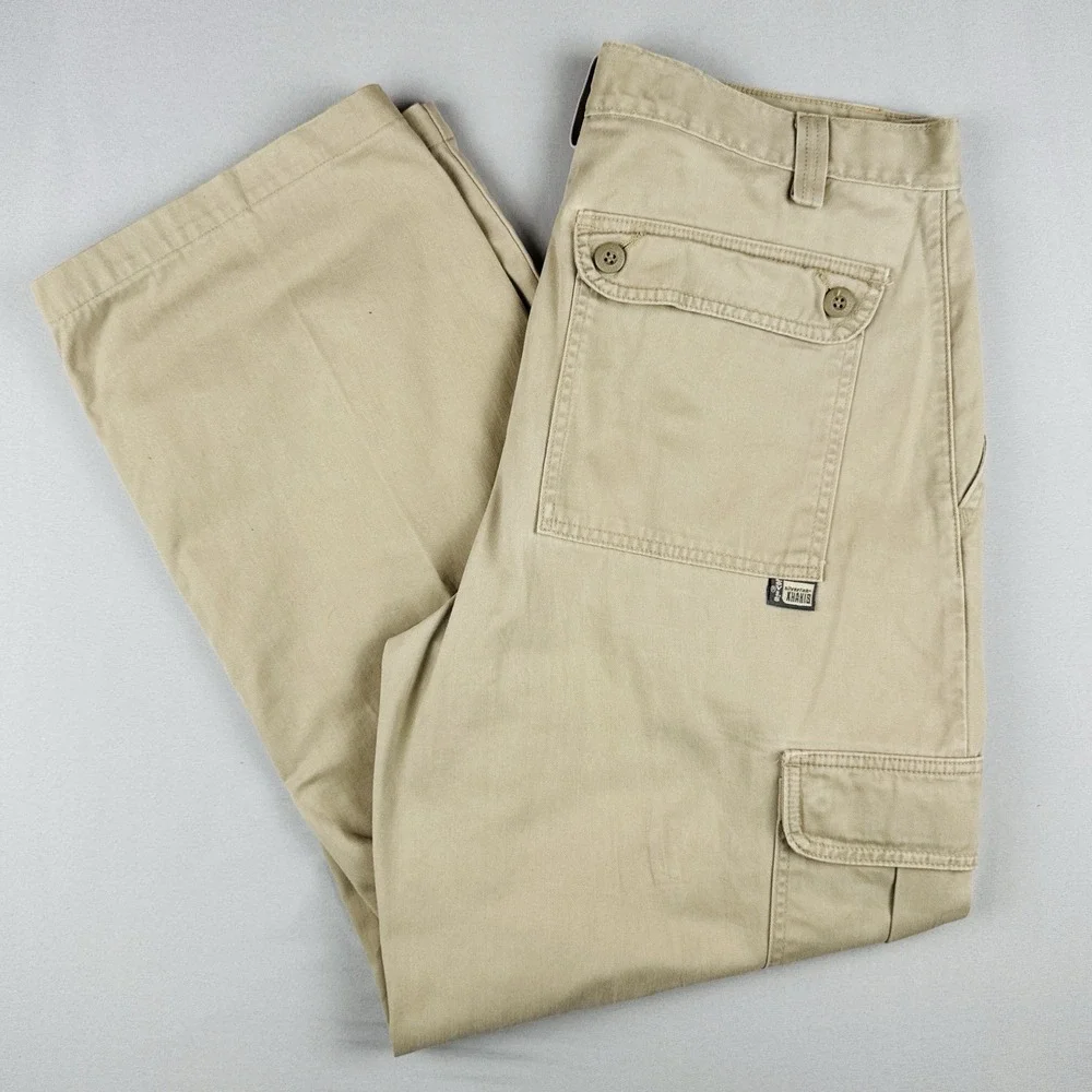 Vintage 90s Levis SilverTab Cargo Pants Khaki Relaxed Fit Utility Workwear 36x32